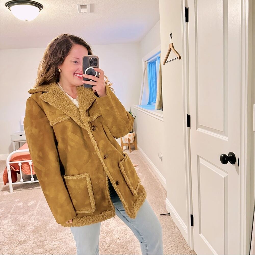 Vintage Fingerhut Fashions Tan Brown Faux Fur Jacket Large